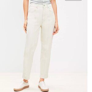 LOFT Pintucked High Rise Straight Jeans in Popcorn (dark cream/light tan)Size 27